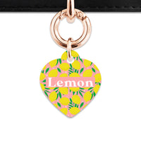 Bailey And Bone Pet Tag Pink And Yellow Lemons Pet Tag