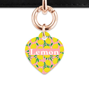 Bailey And Bone Pet Tag Pink And Yellow Lemons Pet Tag