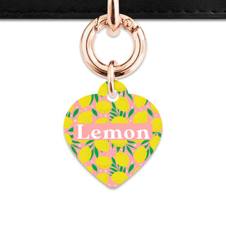 Bailey And Bone Pet Tag Pink And Yellow Lemons Pet Tag