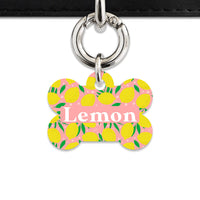 Bailey And Bone Pet Tag Pink And Yellow Lemons Pet Tag