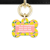 Bailey And Bone Pet Tag Pink And Yellow Lemons Pet Tag