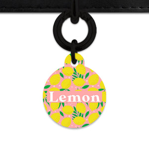 Bailey And Bone Pet Tag Pink And Yellow Lemons Pet Tag