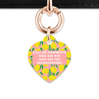 Bailey And Bone Pet Tag Pink And Yellow Lemons Pet Tag