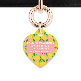 Bailey And Bone Pet Tag Pink And Yellow Lemons Pet Tag