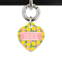Bailey And Bone Pet Tag Pink And Yellow Lemons Pet Tag