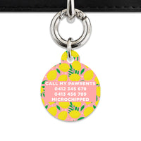 Bailey And Bone Pet Tag Pink And Yellow Lemons Pet Tag