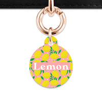 Bailey And Bone Pet Tag Pink And Yellow Lemons Pet Tag