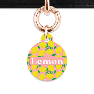 Bailey And Bone Pet Tag Pink And Yellow Lemons Pet Tag