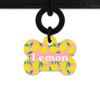 Bailey And Bone Pet Tag Pink And Yellow Lemons Pet Tag