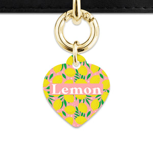 Bailey And Bone Pet Tag Pink And Yellow Lemons Pet Tag