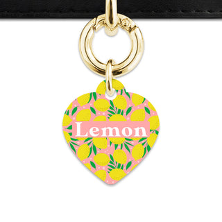 Bailey And Bone Pet Tag Pink And Yellow Lemons Pet Tag