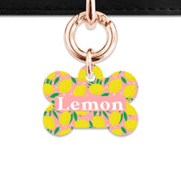 Bailey And Bone Pet Tag Pink And Yellow Lemons Pet Tag