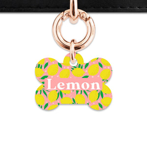 Bailey And Bone Pet Tag Pink And Yellow Lemons Pet Tag