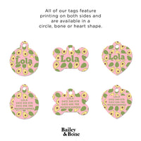 Bailey And Bone Pet Tag Pink Avocados Pet Tag