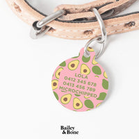 Bailey And Bone Pet Tag Pink Avocados Pet Tag