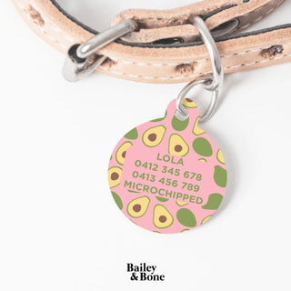 Bailey And Bone Pet Tag Pink Avocados Pet Tag