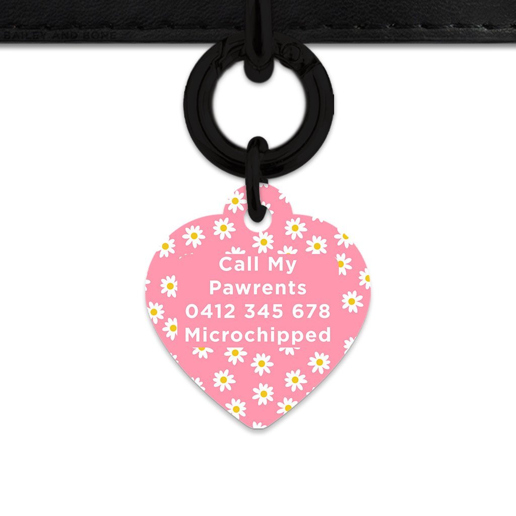 Bailey And Bone Pet Tag Pink Daisy Pattern Pet Tag