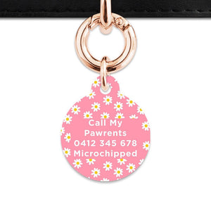 Bailey And Bone Pet Tag Pink Daisy Pattern Pet Tag