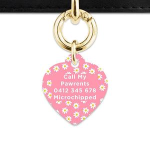 Bailey And Bone Pet Tag Pink Daisy Pattern Pet Tag