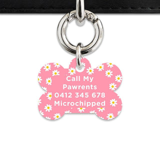 Bailey And Bone Pet Tag Pink Daisy Pattern Pet Tag