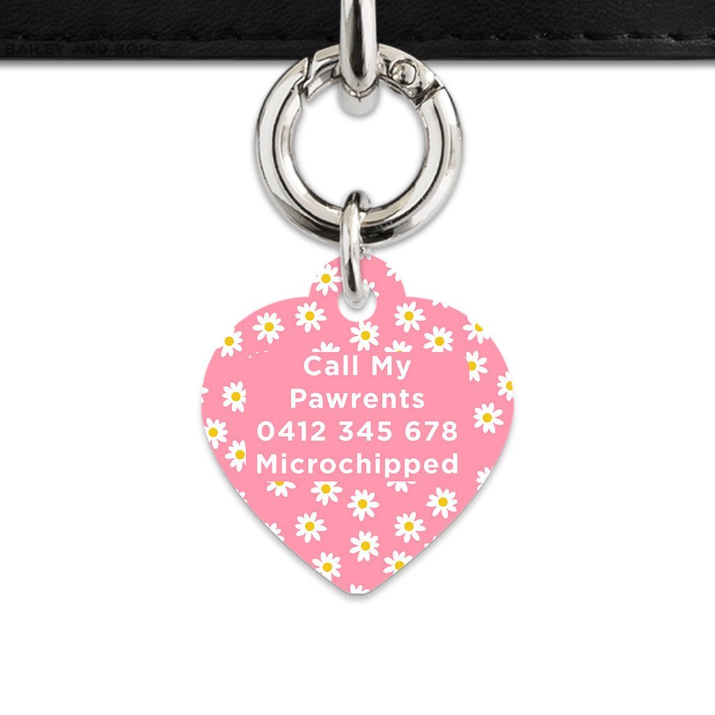 Bailey And Bone Pet Tag Pink Daisy Pattern Pet Tag