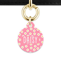 Bailey And Bone Pet Tag Pink Daisy Pattern Pet Tag