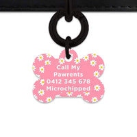 Bailey And Bone Pet Tag Pink Daisy Pattern Pet Tag