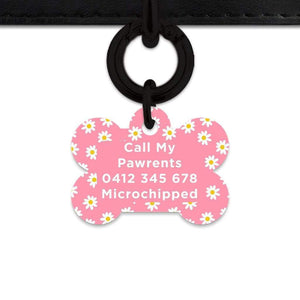 Bailey And Bone Pet Tag Pink Daisy Pattern Pet Tag