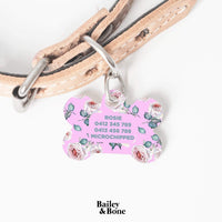 Bailey And Bone Pet Tag Pink Mystic Roses Pet Tag