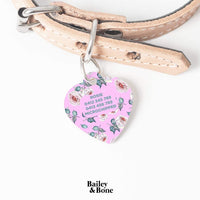 Bailey And Bone Pet Tag Pink Mystic Roses Pet Tag