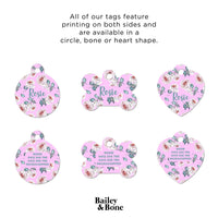 Bailey And Bone Pet Tag Pink Mystic Roses Pet Tag