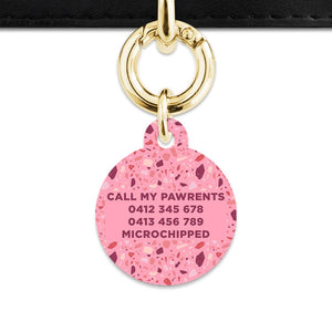 Bailey And Bone Pet Tag Pink Terrazzo Pattern Pet Tag