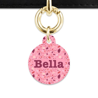 Bailey And Bone Pet Tag Pink Terrazzo Pattern Pet Tag