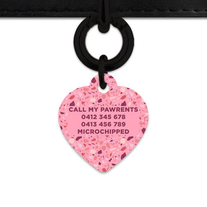 Bailey And Bone Pet Tag Pink Terrazzo Pattern Pet Tag
