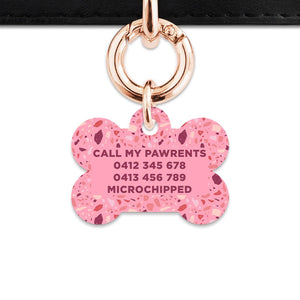Bailey And Bone Pet Tag Pink Terrazzo Pattern Pet Tag