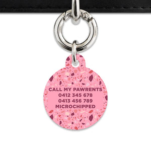 Bailey And Bone Pet Tag Pink Terrazzo Pattern Pet Tag