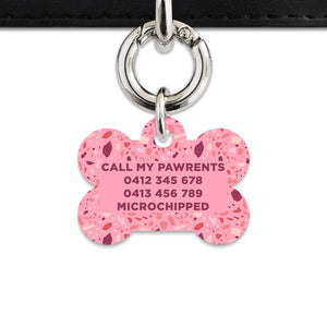 Bailey And Bone Pet Tag Pink Terrazzo Pattern Pet Tag