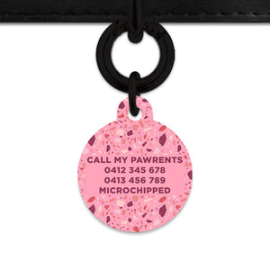 Bailey And Bone Pet Tag Pink Terrazzo Pattern Pet Tag