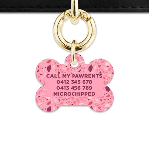 Bailey And Bone Pet Tag Pink Terrazzo Pattern Pet Tag