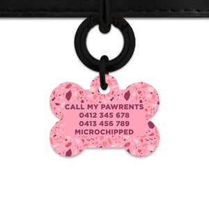 Bailey And Bone Pet Tag Pink Terrazzo Pattern Pet Tag