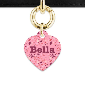Bailey And Bone Pet Tag Pink Terrazzo Pattern Pet Tag