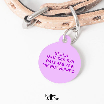 Bailey And Bone Pet Tag Purple And Green Leaves Pet Tag