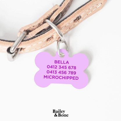 Bailey And Bone Pet Tag Purple And Green Leaves Pet Tag