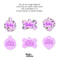 Bailey And Bone Pet Tag Purple And Green Leaves Pet Tag
