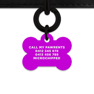 Bailey And Bone Pet Tag Purple Hello My Name Is Pet Tag