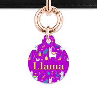 Bailey And Bone Pet Tag Purple Llama Pattern Pet Tag