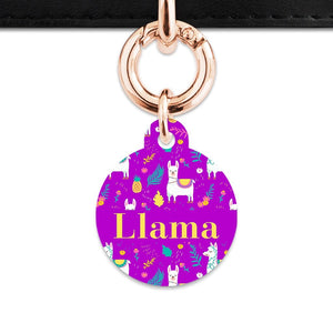 Bailey And Bone Pet Tag Purple Llama Pattern Pet Tag