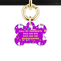 Bailey And Bone Pet Tag Purple Llama Pattern Pet Tag