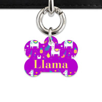 Bailey And Bone Pet Tag Purple Llama Pattern Pet Tag