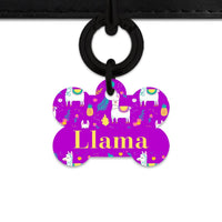 Bailey And Bone Pet Tag Purple Llama Pattern Pet Tag
